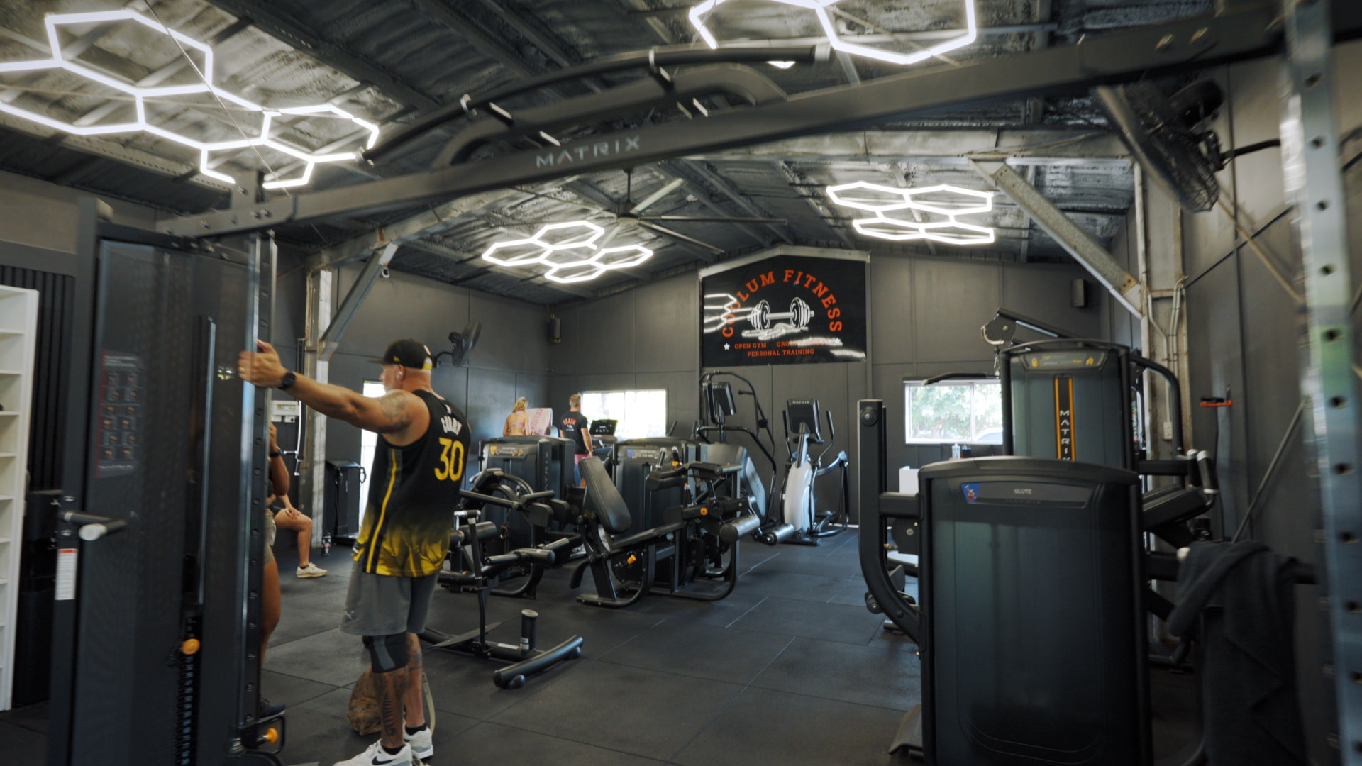 Strength machines on the gym floor